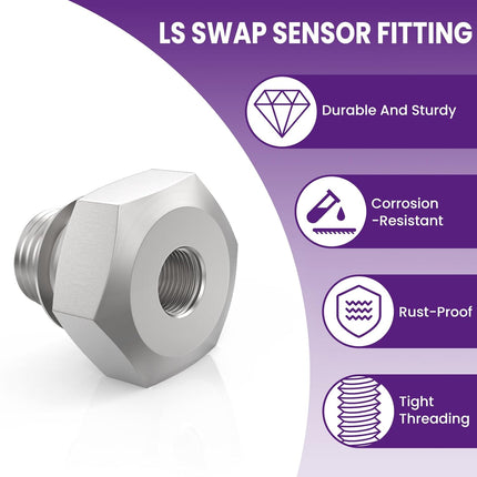 2Pcs Oil Pressure Sensor Adapter | M16x1.5 to 1/8" NPT | LS Swap Sensor Fitting | for LS Series Engines (LS1, LSX, LS3, 4.2L, 4.3L, 4.8L, 5.3L, 6.0L, 6.2L)