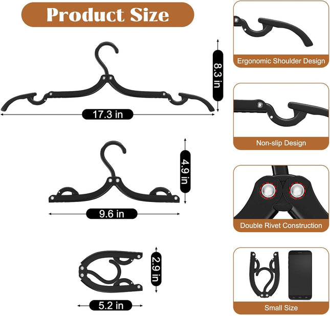12 Pcs Portable Travel Hangers for Cruise Ship Essentials 2026 Plastic Folding Foldable Hangers Clothes – product detail