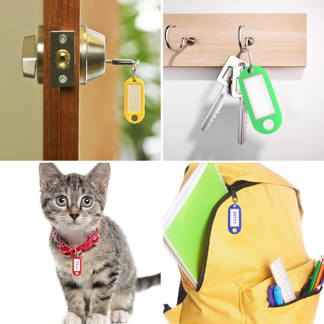 150 Pack Plastic Key Tags with Labels Colored Key Labels Markers Keychain Label Name Identifiers – product detail
