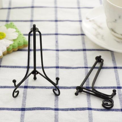 3.5 Inch Black Mini Iron Stand Cookie Holder Display Stand Place Card Holder Display Easels at Weddings, Birthday Party (4 pack)