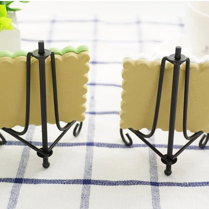 3.5 Inch Black Mini Iron Stand Cookie Holder Display Stand Place Card Holder Display Easels at Weddings, Birthday Party (4 pack)