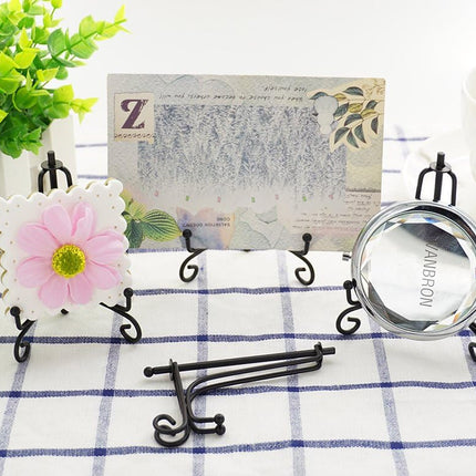 3.5 Inch Black Mini Iron Stand Cookie Holder Display Stand Place Card Holder Display Easels at Weddings, Birthday Party (4 pack)
