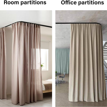 90° Curved Connectors for Track Curtains Ceiling Mount/Wall Mount, Ceiling Track for Curtains, Room Divider Curtains Tracks（Black 2PCS）.