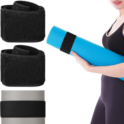 4 Pcs Nylon Yoga Mat Strap Stretchable Holder Straps Heavy Duty Bungee Straps Band Adjustable Carrying Strap for Exercise Workout Pilates Yoga Mat Storage Gym, Black