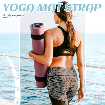 4 Pcs Nylon Yoga Mat Strap Stretchable Holder Straps Heavy Duty Bungee Straps Band Adjustable Carrying Strap for Exercise Workout Pilates Yoga Mat Storage Gym, Black
