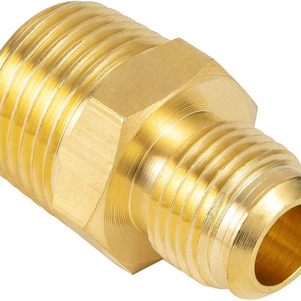 2 PCS Brass Tube Fitting, Half Union Gas Adapter 3/8" Flare x 1/2" NPT Male Pipe Connector