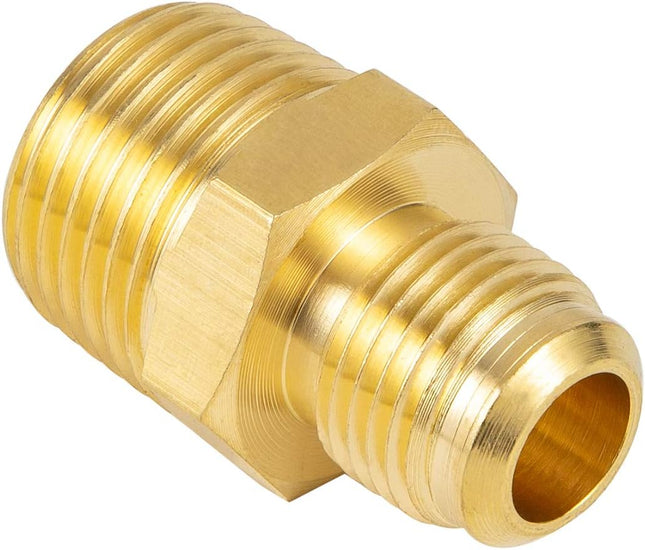 2 PCS Brass Tube Fitting Half Union Gas Adapter 3/8 Flare x 1/2 NPT Male Pipe Connector – product detail