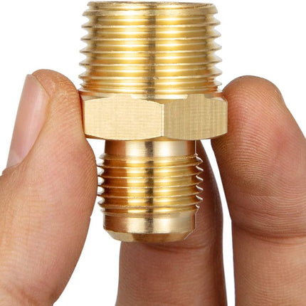 2 PCS Brass Tube Fitting, Half Union Gas Adapter 3/8" Flare x 1/2" NPT Male Pipe Connector