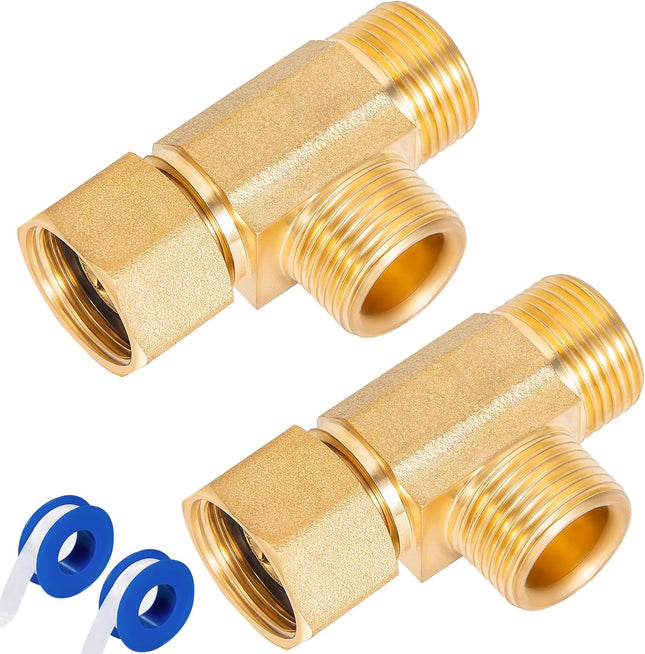 Lead-Free Brass Angle Stop Add-A-Tee Valve 3/8-Inch Compression Inlet X 3/8-Inch Com Outlet X 3/8-Inch