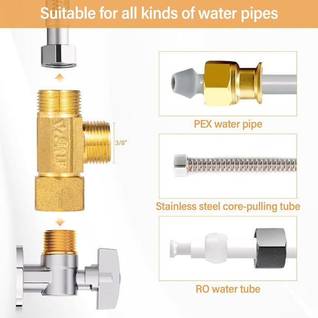 Lead-Free Brass Angle Stop Add-A-Tee Valve 3/8-Inch Compression Inlet X 3/8-Inch Com Outlet X 3/8-Inch – product detail