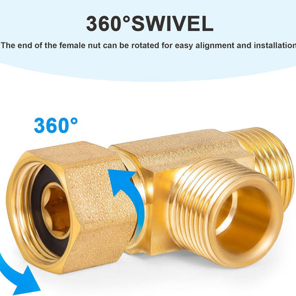 Lead-Free Brass Angle Stop Add-A-Tee Valve,3/8-Inch Compression Inlet X 3/8-Inch Com Outlet X 3/8-Inch Compression Outlet 2 Pack