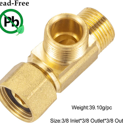 Lead-Free Brass Angle Stop Add-A-Tee Valve,3/8-Inch Compression Inlet X 3/8-Inch Com Outlet X 3/8-Inch Compression Outlet 2 Pack