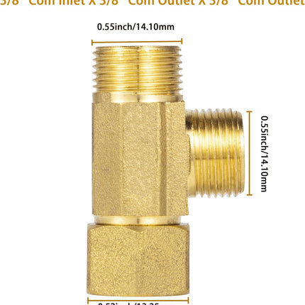Lead-Free Brass Angle Stop Add-A-Tee Valve,3/8-Inch Compression Inlet X 3/8-Inch Com Outlet X 3/8-Inch Compression Outlet 2 Pack