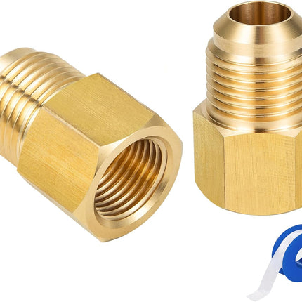2pcs 3/8 Inch (5/8"-18UNF) Female Flare x 1/2 Inch（3/4"-16UNF）Male Flare Brass Adapter for fuel, oil, air, liquid petroleum (LP) and natural gas lines connections