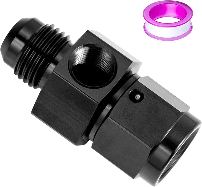 6AN Male Flare to -6 Female Swivel with 1/8 NPT Gauge Port Fuel Pressure Take Off Fitting Adapter Aluminum