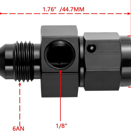 6AN Male Flare to -6 Female Swivel with 1/8 NPT Gauge Port Fuel Pressure Take Off Fitting Adapter Aluminum