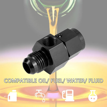 6AN Male Flare to -6 Female Swivel with 1/8 NPT Gauge Port Fuel Pressure Take Off Fitting Adapter Aluminum