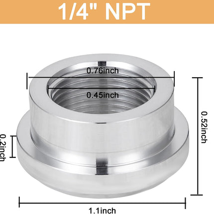 1/4" NPT Female Weld on Bung Fitting Aluminum（2PCS）