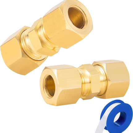 Brass Compression Fitting,1/2-Inch OD Compression Union,Brass Compression Tube Fitting(1/2" Tube OD x 1/2" OD Union Connector)