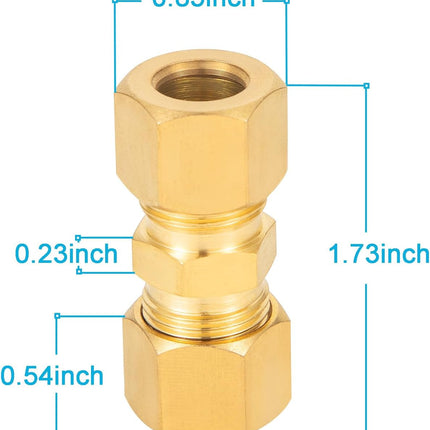 Brass Compression Fitting,1/2-Inch OD Compression Union,Brass Compression Tube Fitting(1/2" Tube OD x 1/2" OD Union Connector)