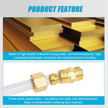 Brass Compression Fitting,1/2-Inch OD Compression Union,Brass Compression Tube Fitting(1/2" Tube OD x 1/2" OD Union Connector)