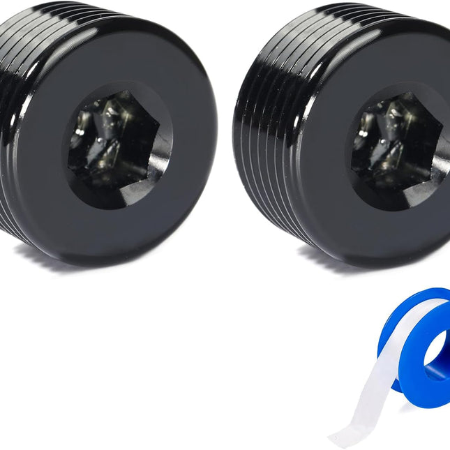 3/4 NPT Male Thread Allen Head Socket Pipe Plug Fitting Aluminum Black（2pcs）