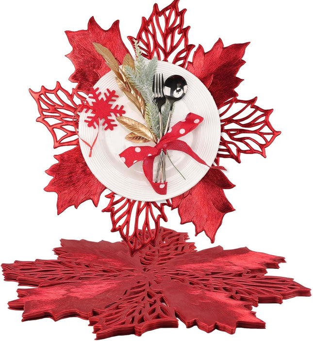 Round Vinyl Metallic Placemats Set of 6 Heat-Resistant Decorative Non-Slip 15 inches Table Mats Place Mats