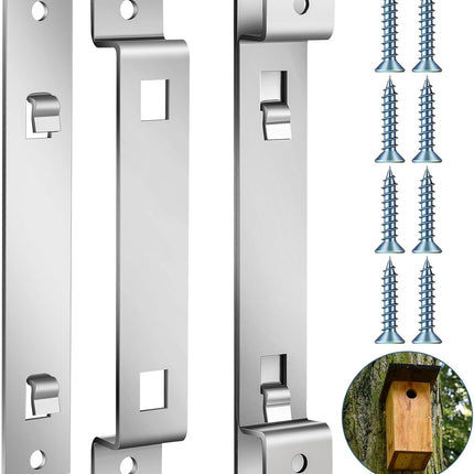 2 Sets Bird House Hanger Bracket Stable Rust Proof Galvanized Steel Mounting Bracket for Securing Bird Houses Nesting Boxes Feeders, Quickly Remove for Cleaning (Silver)