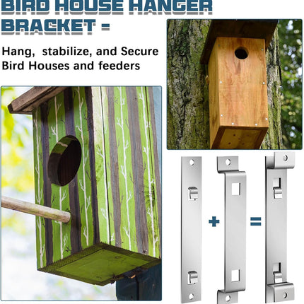 2 Sets Bird House Hanger Bracket Stable Rust Proof Galvanized Steel Mounting Bracket for Securing Bird Houses Nesting Boxes Feeders, Quickly Remove for Cleaning (Silver)