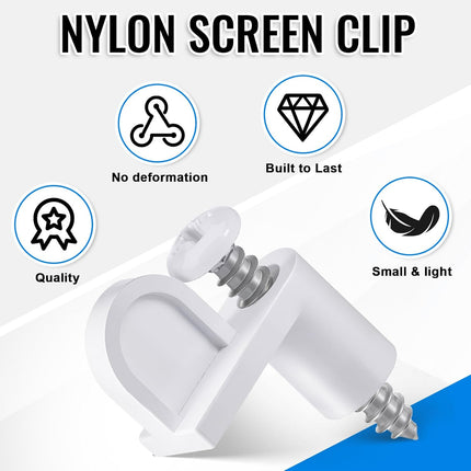 24 Pack 3/8 in Nylon Window Screen Clip with Screws Offset Clips for Fastens Storm Window, Storm Panels, Screen Door Clips (White)