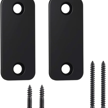 2 Set Door Hole Cover Plate 1" x 2-1/4" Stainless Steel Door Strike Filler Plate Latch Filler, Increase Home Security on Entry (Black)