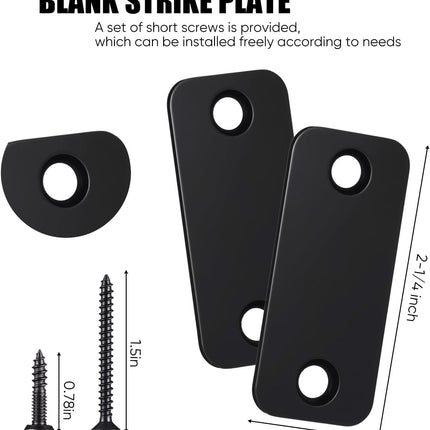 2 Set Door Hole Cover Plate 1" x 2-1/4" Stainless Steel Door Strike Filler Plate Latch Filler, Increase Home Security on Entry (Black)