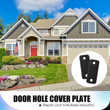 2 Set Door Hole Cover Plate 1" x 2-1/4" Stainless Steel Door Strike Filler Plate Latch Filler, Increase Home Security on Entry (Black)