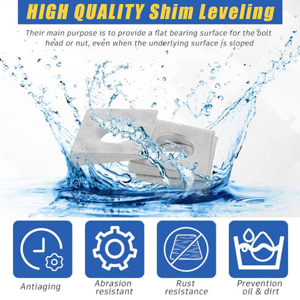10 Pcs 1/2" Square Beveled Washer, 1-1/8" x 1-1/8" Wedge Washers Metal Shims for Leveling Carbon Steel Galvanized 2mm to 6.6mm Thick for Shim Leveling