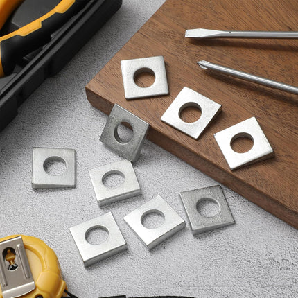 10 Pcs 1/2" Square Beveled Washer, 1-1/8" x 1-1/8" Wedge Washers Metal Shims for Leveling Carbon Steel Galvanized 2mm to 6.6mm Thick for Shim Leveling
