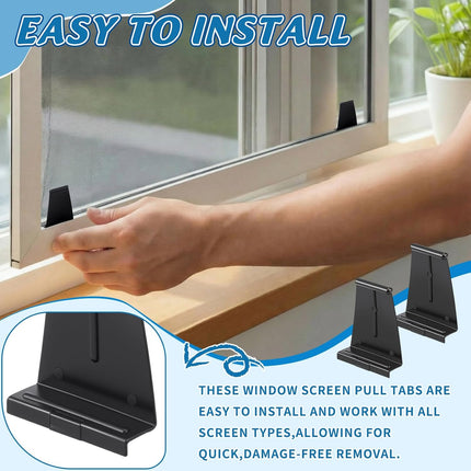 100 Pcs Window Screen Pull Tabs Black Plastic Screen Pull Tabs for Spline Channel, Universal Window Repair Parts and Replacement Clips