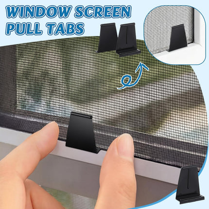100 Pcs Window Screen Pull Tabs Black Plastic Screen Pull Tabs for Spline Channel, Universal Window Repair Parts and Replacement Clips