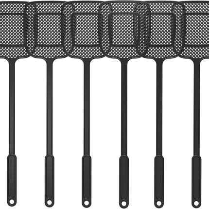 Heavy Duty Long Handle Fly Swatter, Black, 6 Pack