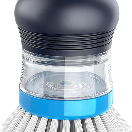 Soap Dispensing Palm Brush, Kitchen Brush for Dish Pot Pan Sink Cleaning, Pack of 1, Navy/Blue