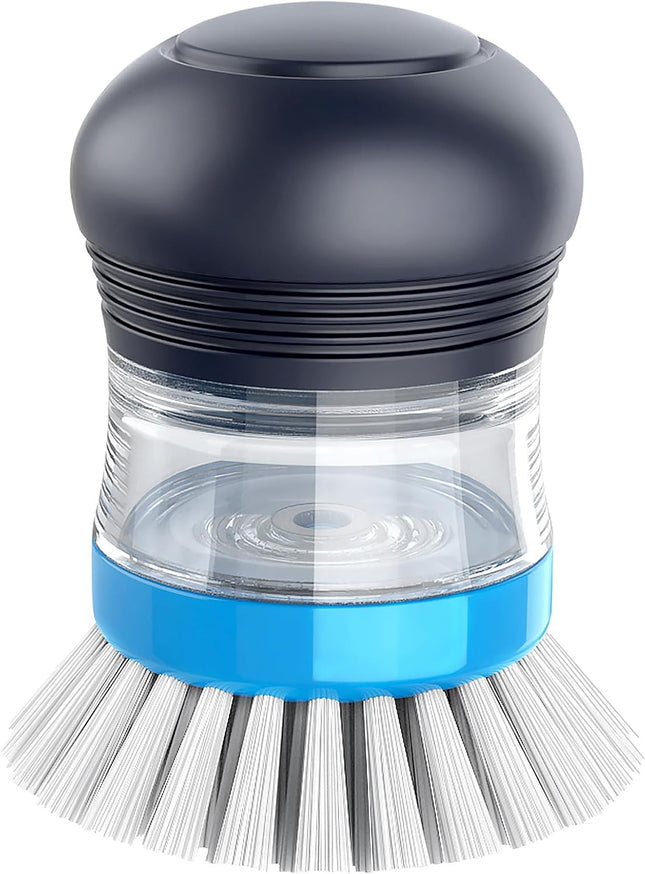 Soap Dispensing Palm Brush Kitchen Brush for Dish Pot Pan Sink Cleaning Pack of 1 Navy/Blue