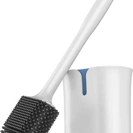 Toilet Brush and Holder, Wall Mounted Toilet Brush for Bathroom Cleaning, Compact Toilet Brush with Holder Set, White, 1 Pack