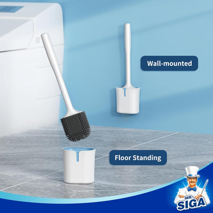 Toilet Brush and Holder, Wall Mounted Toilet Brush for Bathroom Cleaning, Compact Toilet Brush with Holder Set, White, 1 Pack