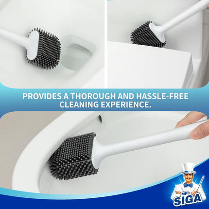 Toilet Brush and Holder, Wall Mounted Toilet Brush for Bathroom Cleaning, Compact Toilet Brush with Holder Set, White, 1 Pack