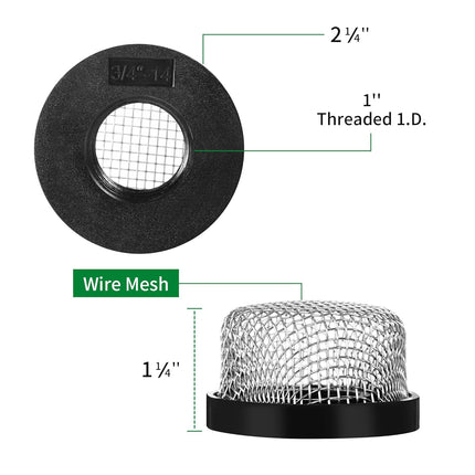 2 Pack Stainless Steel Mesh Strainer, 3/4"-14 Aerator Screen, Compatible with Livewell Pump, Industrial Plumbing Inline, Garden Washers, and Baitwell, Enhancing Filtering and Aeration