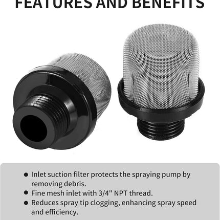4 Packs 288716 Airless Paint Sprayer Inlet Suction Strainer, 3/4 Inch Thread, Compatible with Magnum X5 LTS15 X7 LTS17 ProX7 ProX17 ProX9 ProX19, Replaces 243-082, 243082, 195697