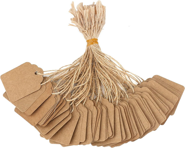500Pcs Blank Tags with String Brown Price Tags 1.8x1.4Inch Kraft Paper Hangingtag for Small