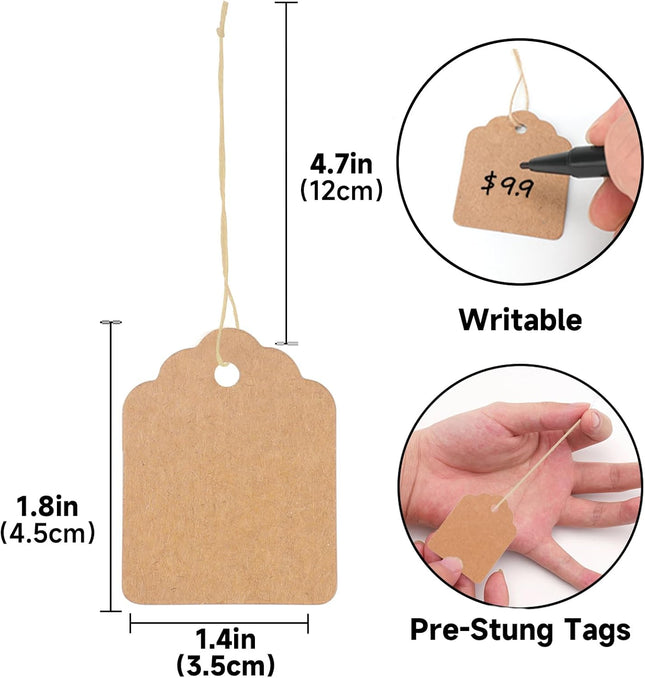 500Pcs Blank Tags with String Brown Price Tags 1.8x1.4Inch Kraft Paper Hangingtag for Small – product detail