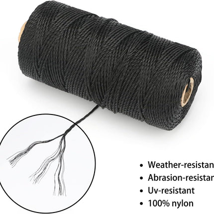 426 Feet Black Nylon Twine #36 Mason Nylon String Line, Gardening Nylon String, Durable Twisted Construction String Building Line for Climbing Plants, Gardening, Crafting