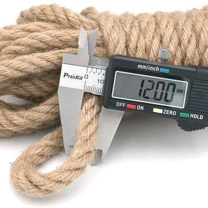 Jute Rope - 1/2 inch, 33 Feet x 12mm Thick, Heavy Duty Strong, Natural, for Crafts, Cat Scratching Post, Bundling, Hanging, Decorative