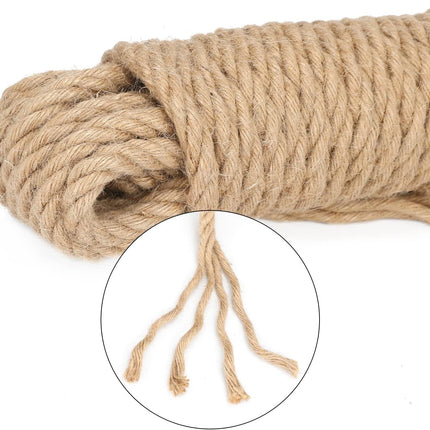 Jute Rope - 1/2 inch, 33 Feet x 12mm Thick, Heavy Duty Strong, Natural, for Crafts, Cat Scratching Post, Bundling, Hanging, Decorative